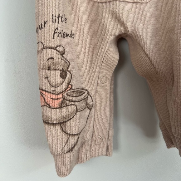 Disney x Primark Tan Overalls with Cross-Back Straps Mickey & Pooh Graphic 0-3M - Picture 2 of 6